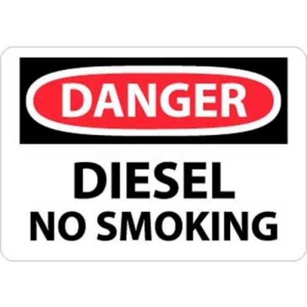 National Marker Co NMC OSHA Sign, Danger Diesel No Smoking, 10in X 14in, White/Red/Black D18AB